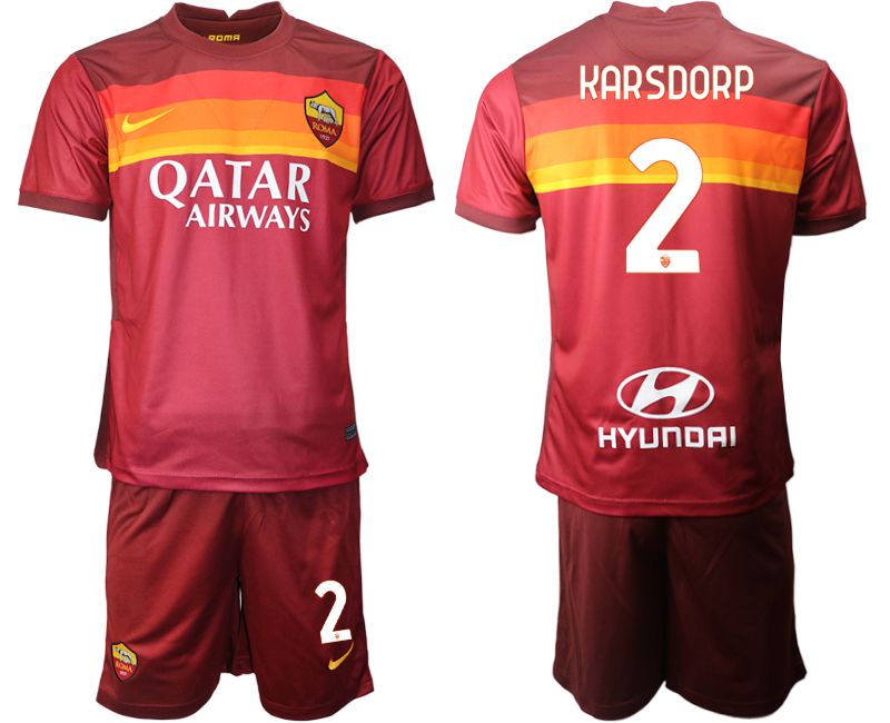 Men 2020-2021 club AS Roma home #2 red Soccer Jerseys->rome jersey->Soccer Club Jersey
